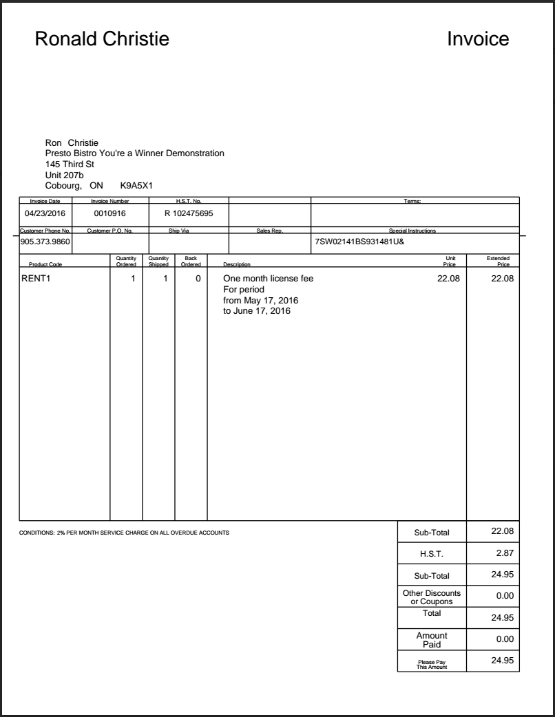 picture of invoice